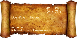 Dörfler Huba névjegykártya